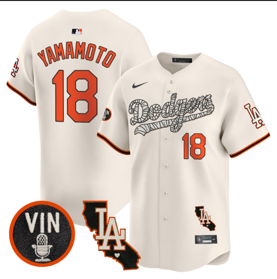 Men Los Angeles Dodgers #18 Yamamoto 2025 cream Limited Stitched Jersey style 2